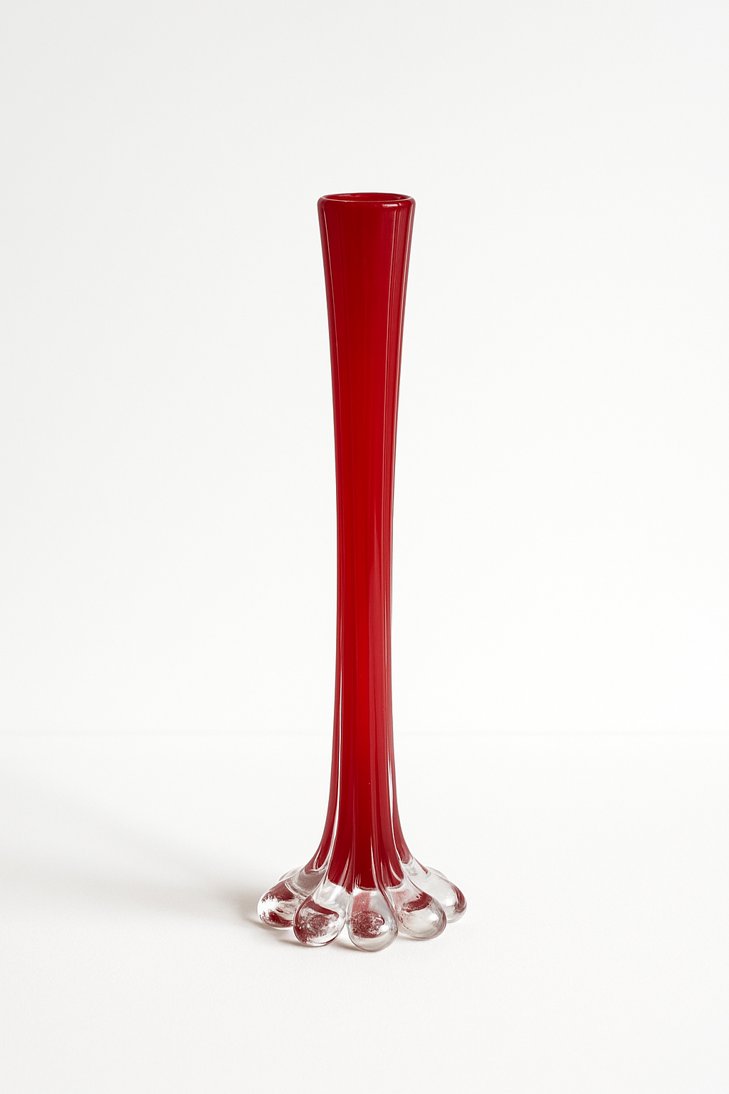 Paire de vases en verre soufflé Jaune et rouge