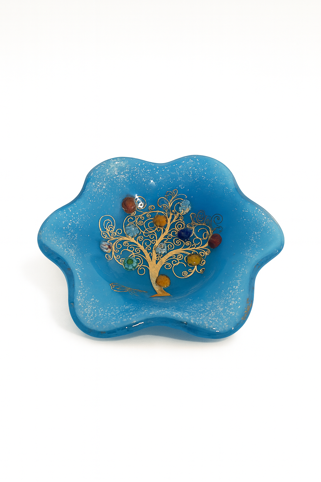 Coupelle décorative en verre de Murano Bleue