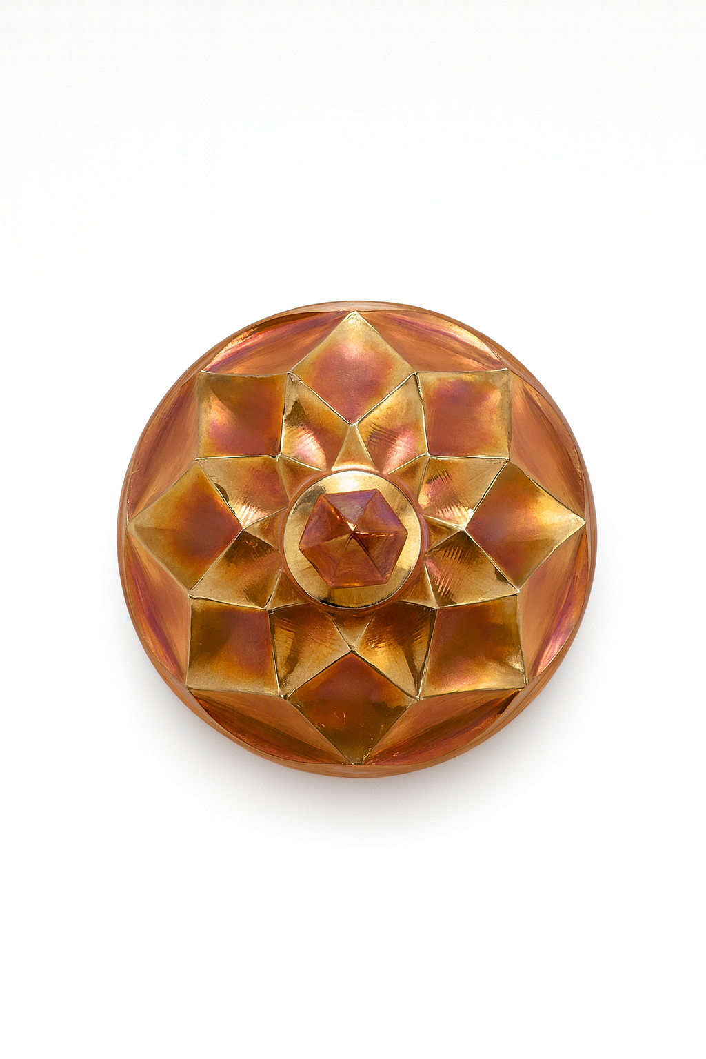 Bonbonnière en verre irisé Ambre doré