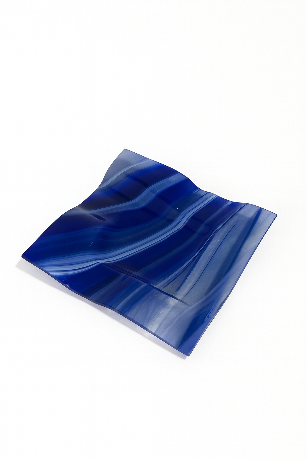 Vide-poche en verre fusionné Bleu océan