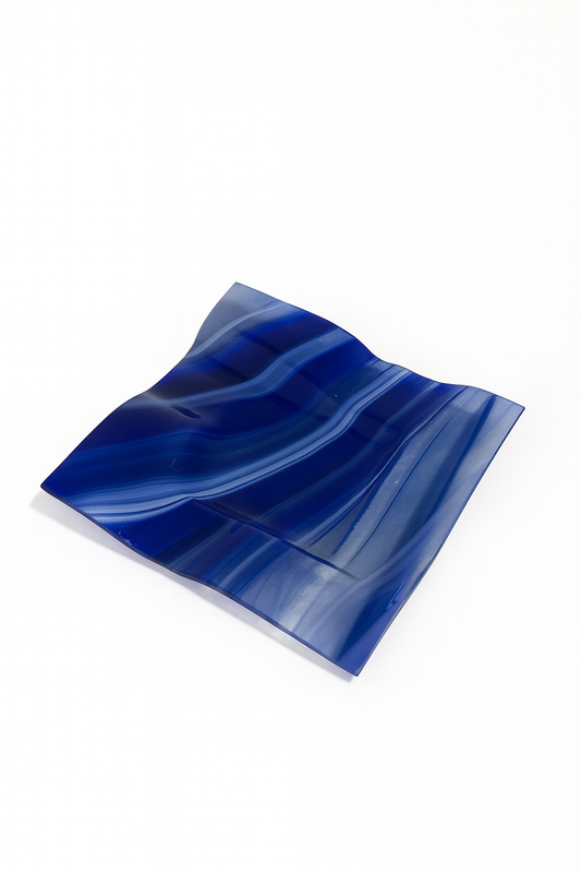 Vide-poche en verre fusionné Bleu océan