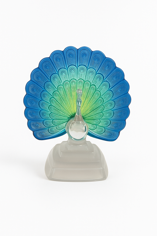 Paon en pâte de cristal Daum