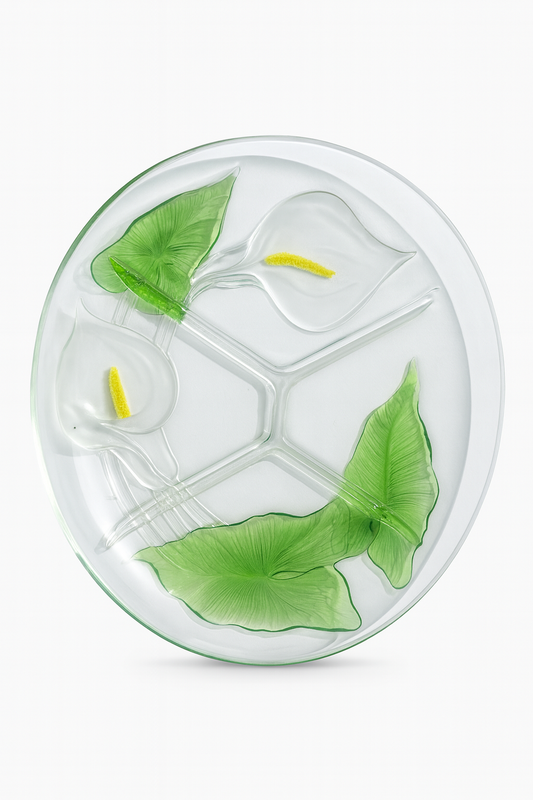 Plat décoratif en verre Fleurs de calla
