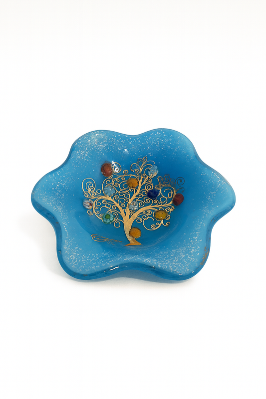 Coupelle décorative en verre de Murano Bleue