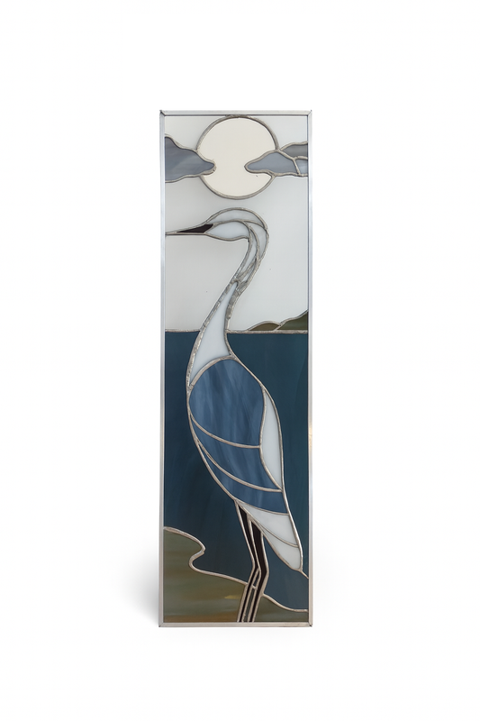Vitrail Tiffany – Héron au bord de l’eau