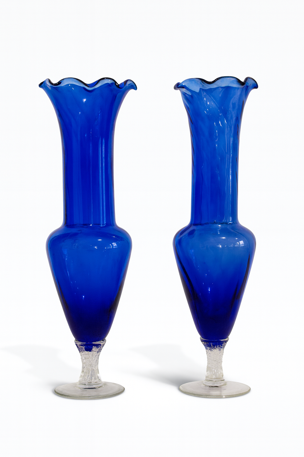 Paire de vases en verre soufflé Bleu cobalt