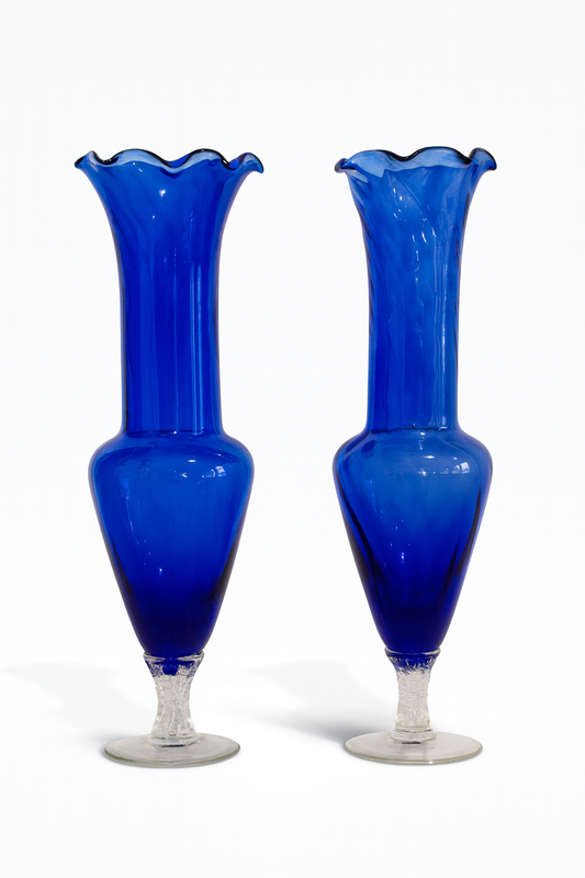 Paire de vases en verre soufflé Bleu cobalt