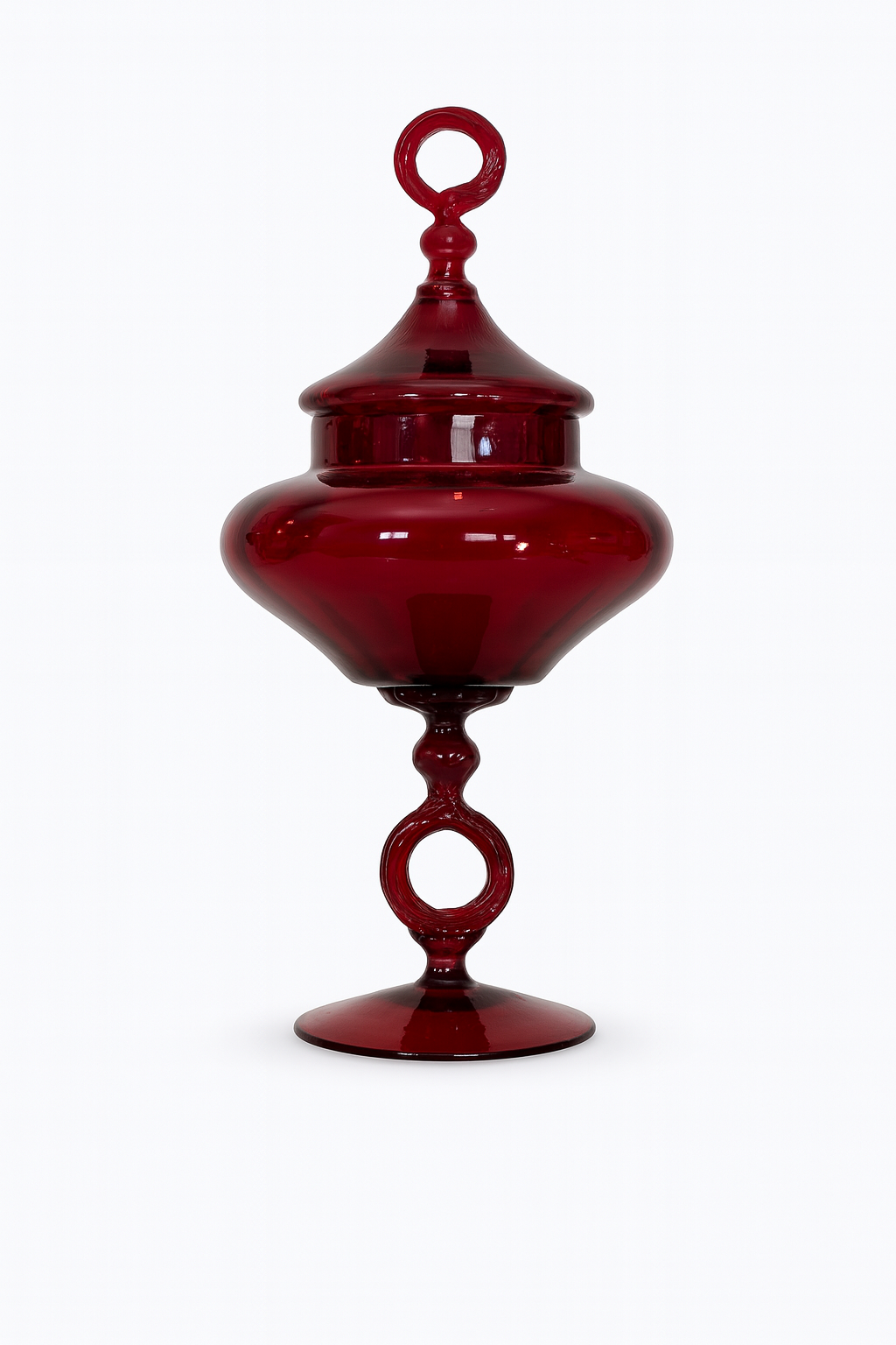 Bonbonnière en verre soufflé Rouge rubis
