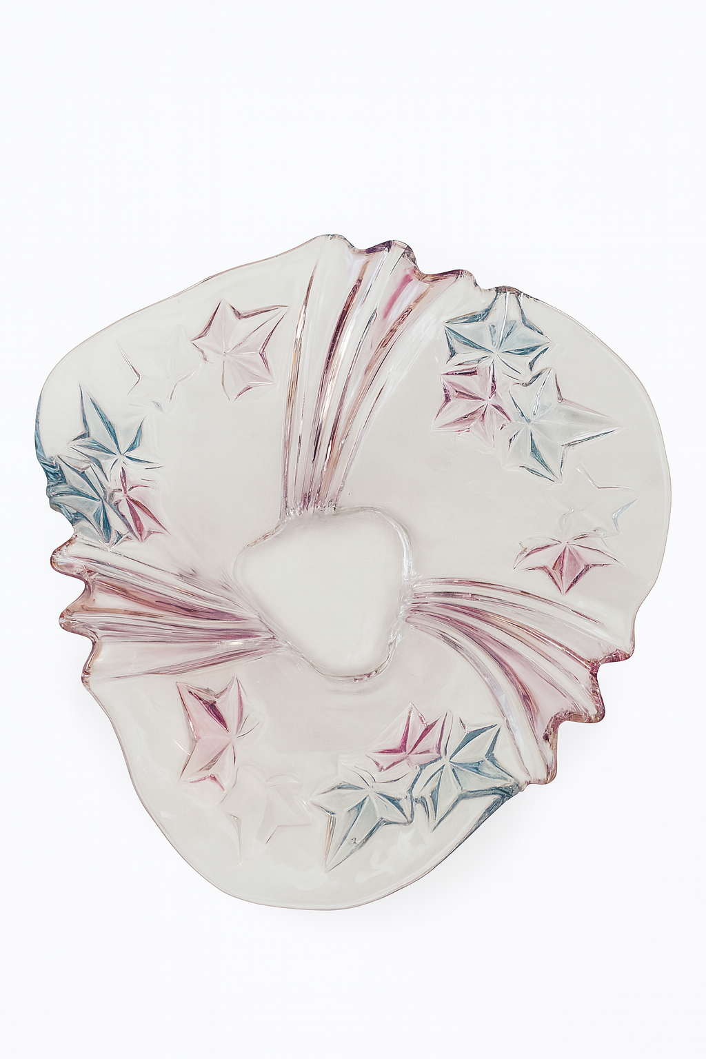 Plat décoratif en verre Rose poudré et bleu pastel