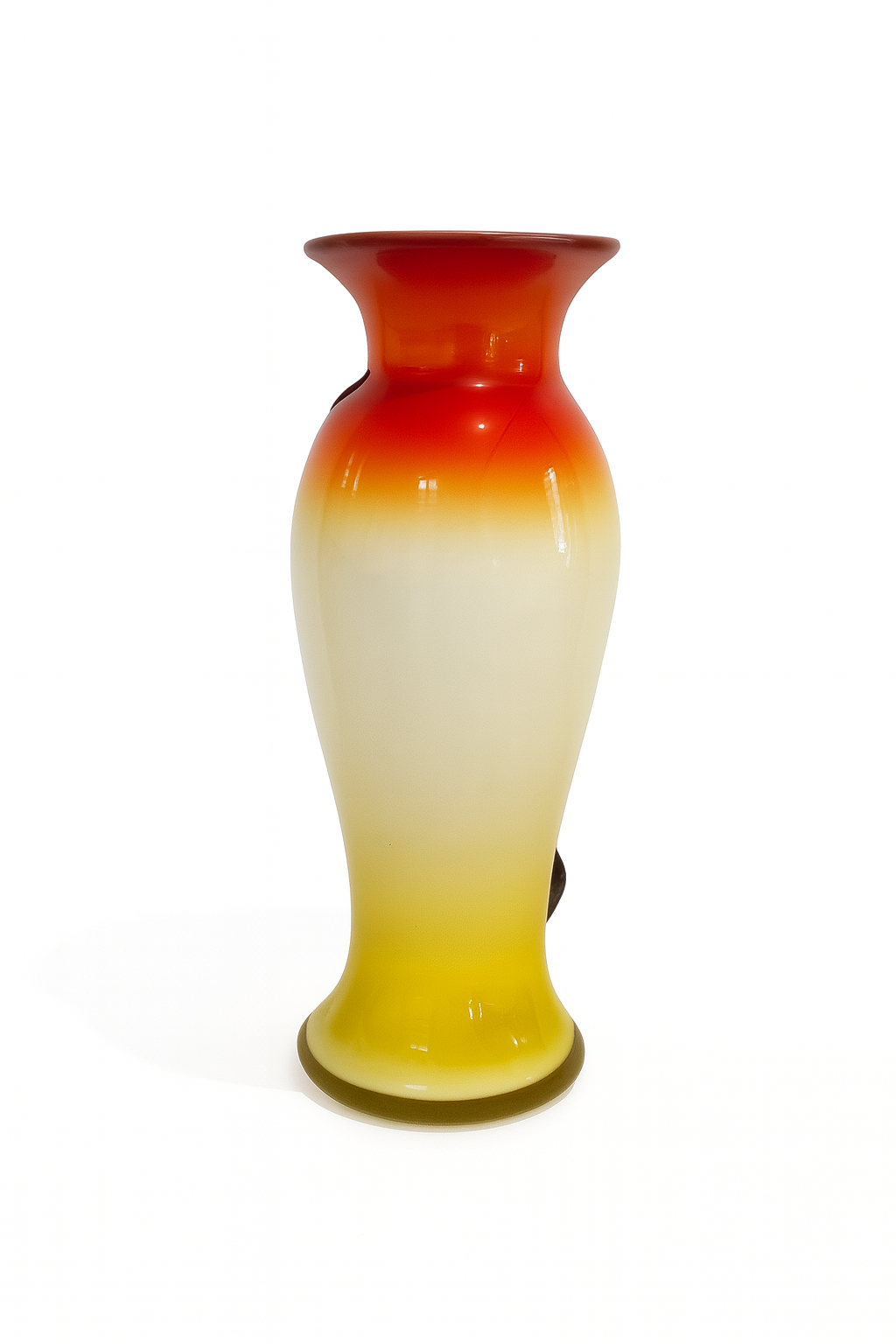 Vase en verre soufflé Décor floral rouge