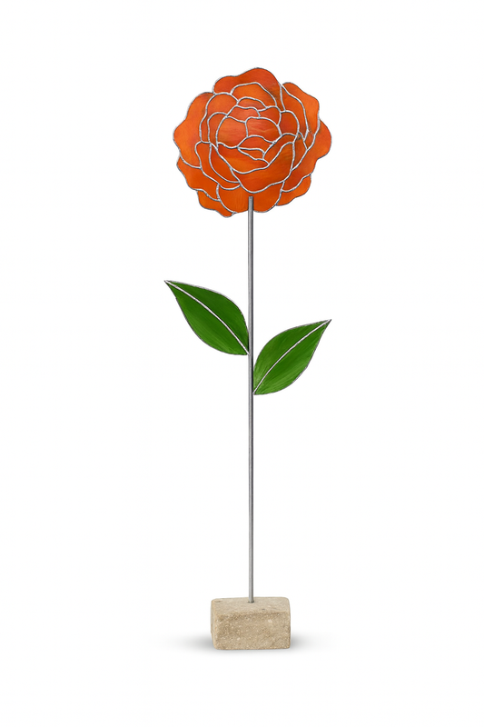 Sculpture florale Pivoine orange